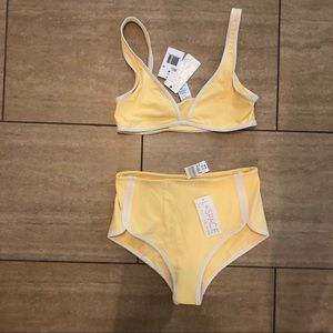 NWOT- L*Space Yellow retro high waist bikini